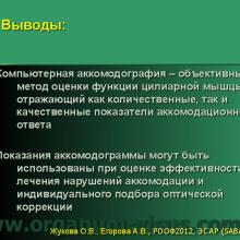 Жукова О.В., Егорова А.В. Практическое применение компьютерной аккомодографии. Самарская клиническая офтальмологическая больница им.Т.И.Ерошевского (г. Самара, Россия), Центр профилактики и лечения близорукости (г. Ижевск, Россия). Доклад на РООФ-2012, Заседание ЭСАР (SABAR): «Аккомодация: от теории к практике». Представление Национального руководства по аккомодации, 05 октября 2012г. www.organum-visus.com