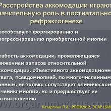 Катаргина Л.А. О частоте и медико-социальной значимости нарушений рефракции и аккомодации.  ФГБУ «МНИИ глазных болезней  им. Гельмгольца» Минздравсоцразвития России. Доклад на РООФ-2012, Заседание ЭСАР: «Аккомодация: от теории к практике». Представление Национального руководства по аккомодации, 05 октября 2012г. www.organum-visus.com