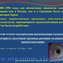 Мухамедьянова А.Ш., Бикбов М.М., Азнабаев Р.А. Современные нормативно-правовые аспекты трансплантации органов  и тканей человека (роговицы, cornea)  в Российской Федерации  и Федеративной Республике Германия. Доклад на юбилейной научно-практической конференции по офтальмологии «Добрые соседи-2014», 02 октября 2014г., г. Киров, Россия. Клуб знатоков офтальмологии на портале орган зрения www.organum-visus.com