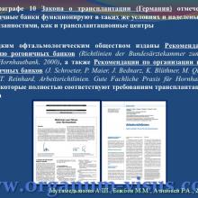 Мухамедьянова А.Ш., Бикбов М.М., Азнабаев Р.А. Современные нормативно-правовые аспекты трансплантации органов  и тканей человека (роговицы, cornea)  в Российской Федерации  и Федеративной Республике Германия. Доклад на юбилейной научно-практической конференции по офтальмологии «Добрые соседи-2014», 02 октября 2014г., г. Киров, Россия. Клуб знатоков офтальмологии на портале орган зрения www.organum-visus.com