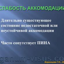 Воронцова Т.Н. Нарушения аккомодации и их лечение (Accommodation disturbances and their treatment). Лекция для офтальмологов, оптиков, оптометристов и специалистов, изучающих орган зрения. Портал www.organum-visus.com